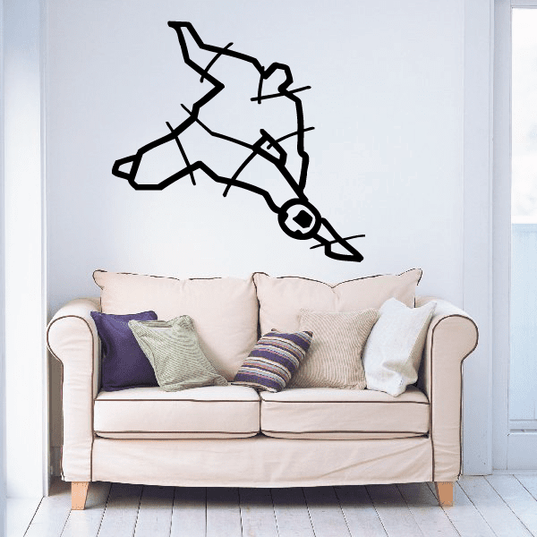 Soccer player wall vinyl decal, black outline of kicking pose