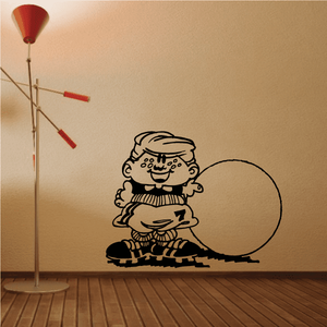 Soccer wall decal vinyl of cartoon soccer player kicking a ball, black outline
