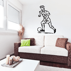 Soccer wall decal: black soccer player silhouette, vinyl sticker