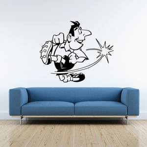 Soccer wall decal vinyl showing black cartoon soccer player kicking a ball with motion lines