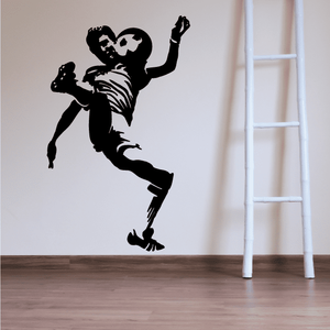 Black soccer player wall decal silhouette, vinyl