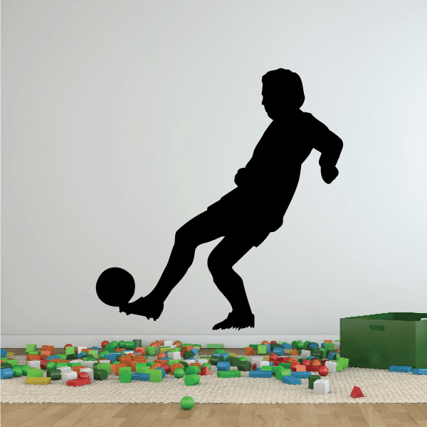 Soccer player wall decal, black vinyl silhouette
