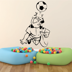 Soccer wall decal: black-and-white soccer ball and player graphic