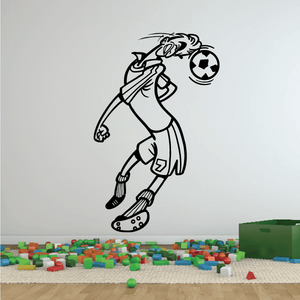 Soccer player wall decal, black vinyl outline with ball and dribbling pose