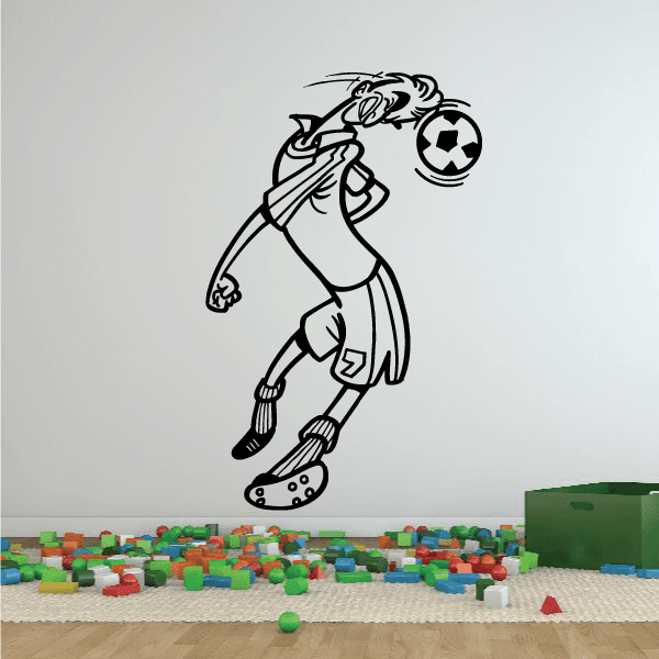 Soccer player wall decal, black vinyl outline with ball and dribbling pose