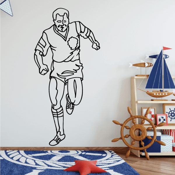 Soccer wall decal vinyl soccer player in white outline