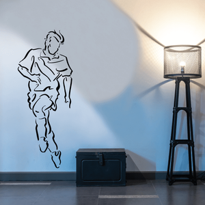 Soccer wall decal: black outline of a running soccer player