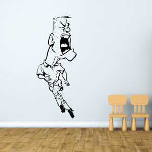 Soccer player vinyl wall decal, black and white kicking pose