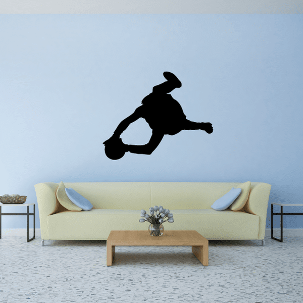 Black soccer player wall decal silhouette