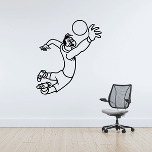 Soccer wall decal vinyl: cartoon player dribbling a soccer ball