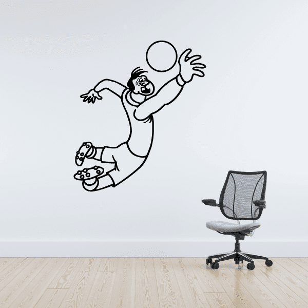Soccer wall decal vinyl: cartoon player dribbling a soccer ball