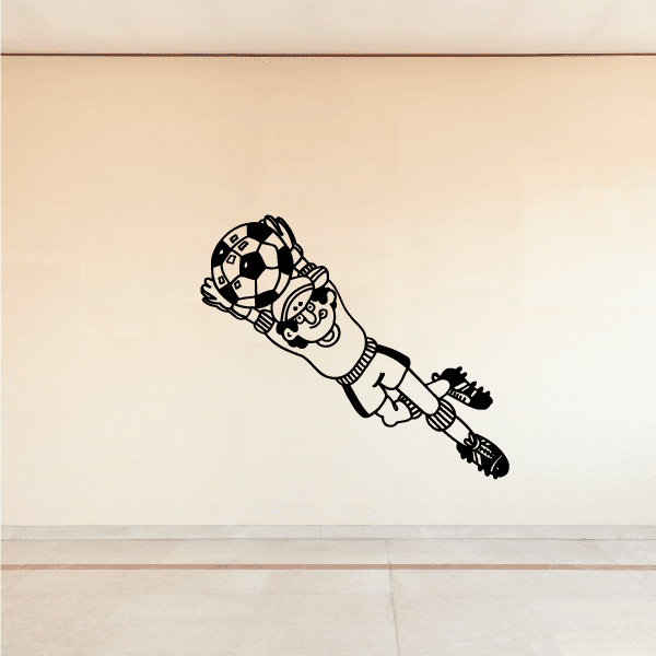 Black and white soccer player wall decal (vinyl)