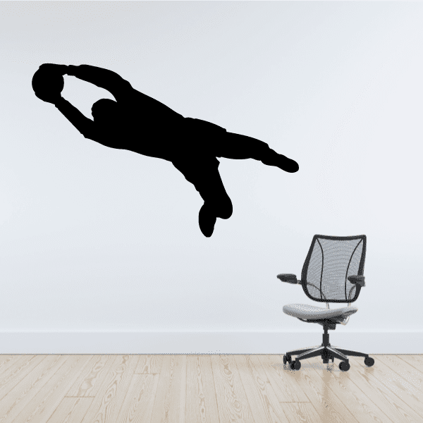 Soccer wall decal vinyl with black soccer player silhouette