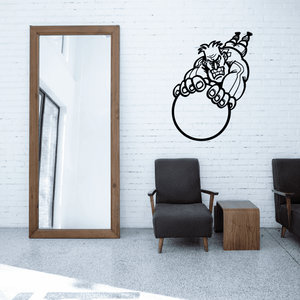 Black vinyl soccer wall decal with outline player in a circle