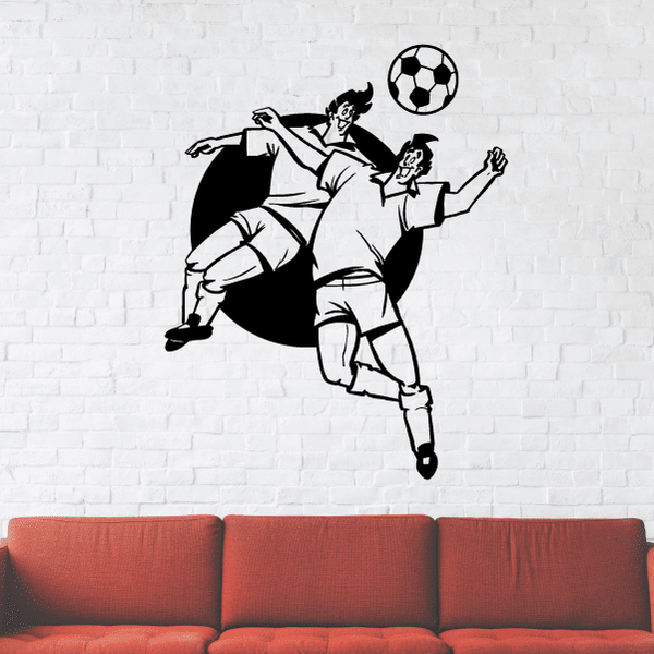 Soccer wall decal of a black player kicking a soccer ball