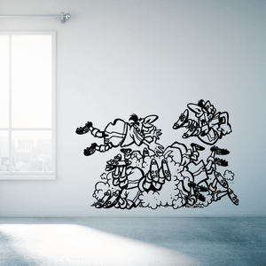 Soccer player wall decal with black-and-white team illustration
