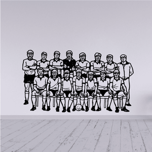 Soccer player team wall decal vinyl, black and white figures with ball