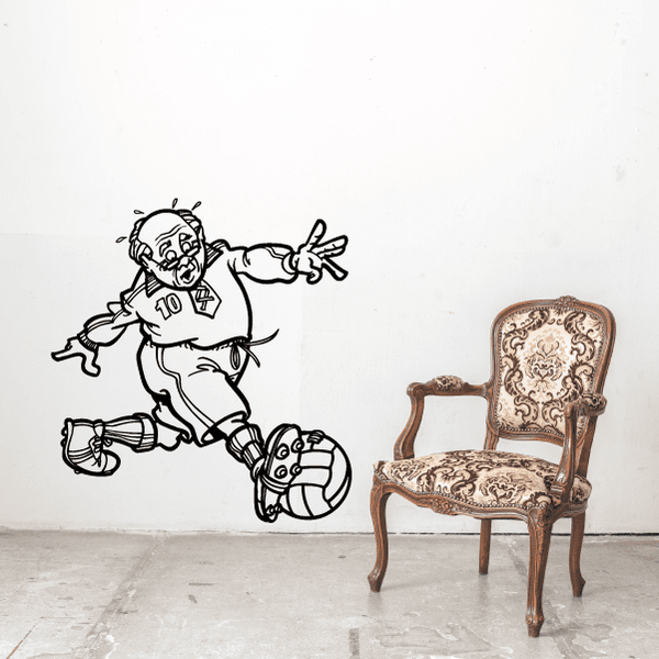 Soccer player wall decal, black vinyl outline of kicker with number 10 and ball