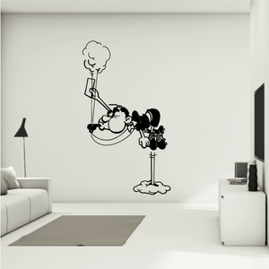 Black vinyl soccer player wall decal with ball and goal net