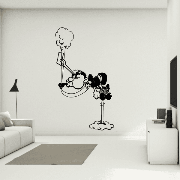Black vinyl soccer player wall decal with ball and goal net