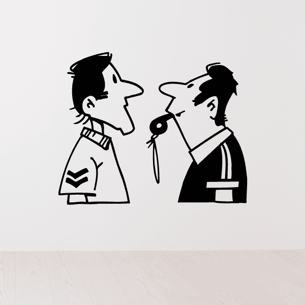 Soccer wall decal of two silhouetted soccer players in black and white