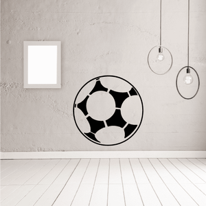 Soccer ball wall decal in black vinyl with pentagon/hexagon panel pattern