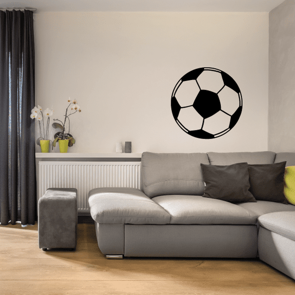 Soccer ball vinyl wall decal, black and white
