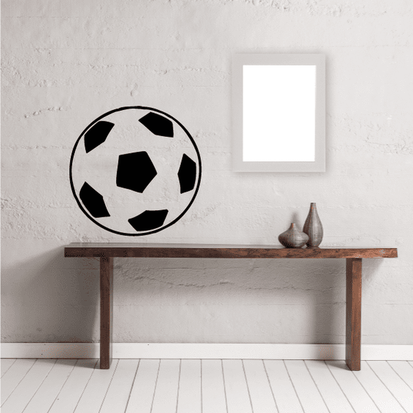 Soccer ball vinyl wall decal, black and white ball design