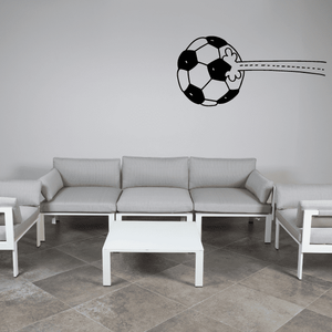 Soccer ball wall decal with black-and-white ball and small mouse face