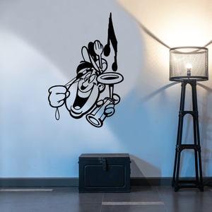 Soccer player goalkeeper wall decal, black vinyl sticker with ball and boots illustration