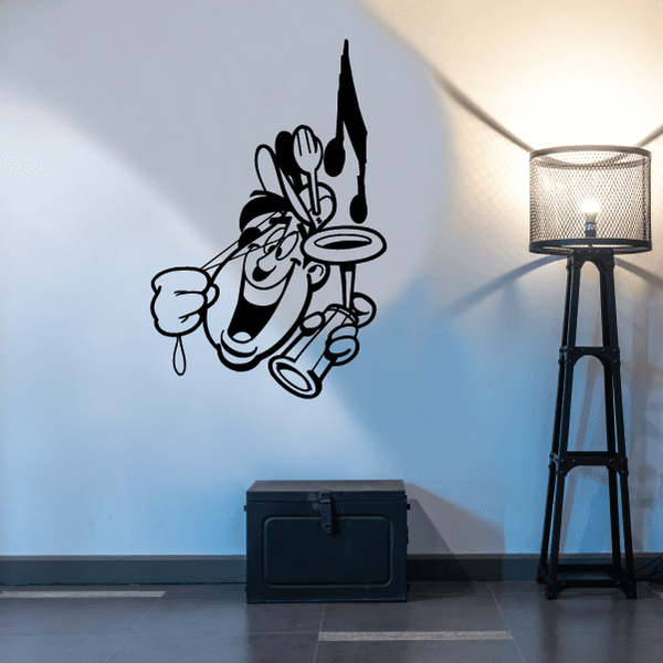 Soccer player goalkeeper wall decal, black vinyl sticker with ball and boots illustration