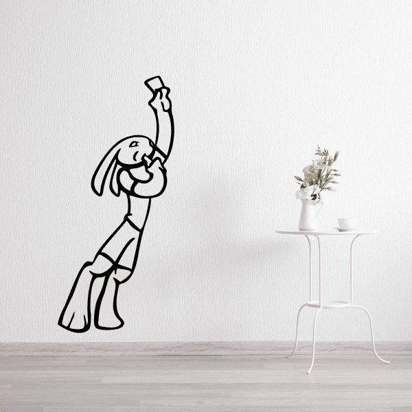 Soccer wall decal vinyl sticker of a black outlined soccer player kicking a ball