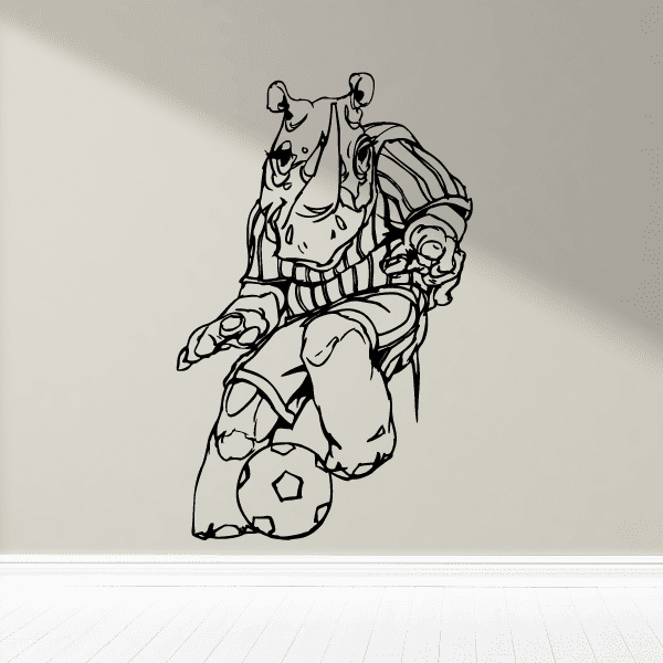 Soccer wall decal vinyl of cartoon soccer players with ball, black outline