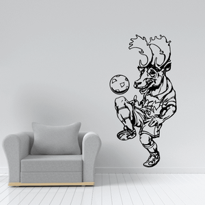 Soccer goalie vinyl wall decal with ball and dark line art figure