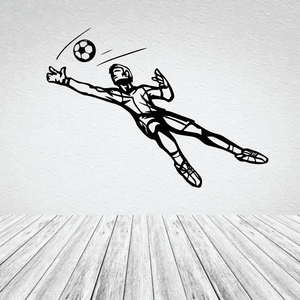 Soccer wall decal of a black player kicking a soccer ball