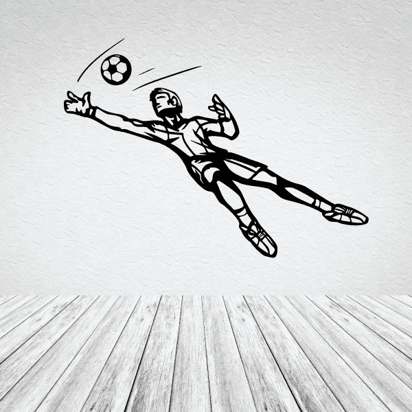 Soccer wall decal of a black player kicking a soccer ball