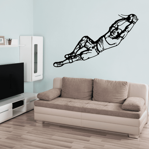 Soccer wall decal vinyl showing black football player stretch pose