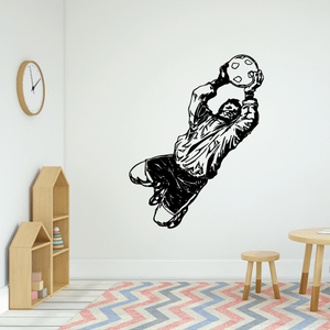 Soccer wall decal vinyl sticker of a black soccer player holding a ball