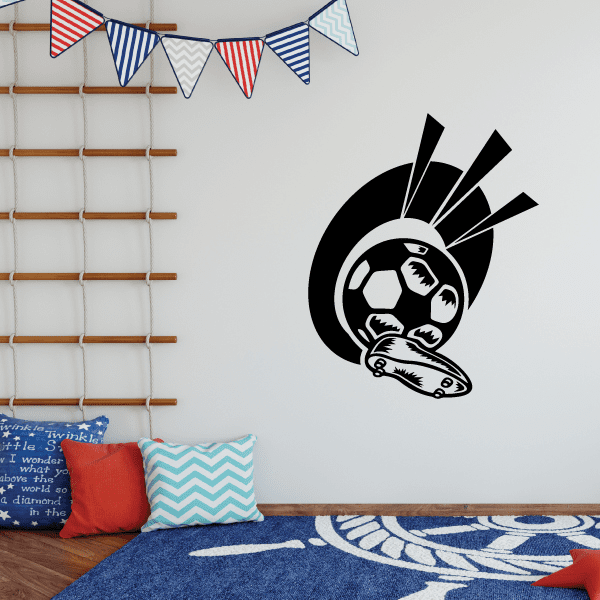 Soccer wall decal vinyl with black circle soccer ball and fish graphic