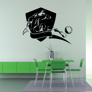 Black soccer boot wall vinyl decal with ball graphic