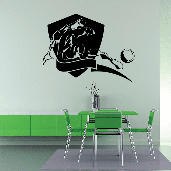 Black soccer boot wall vinyl decal with ball graphic