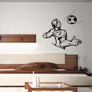 Soccer player and ball vinyl wall decal with monochrome graphic