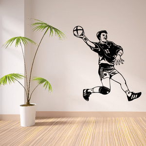 Soccer wall decal vinyl of a black soccer player with ball in hand