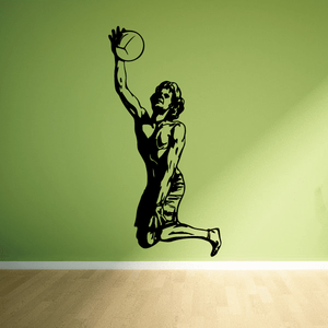 Soccer wall decal vinyl: black soccer player with ball raised