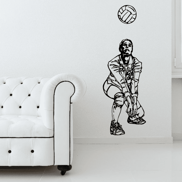 Soccer wall decal with standing player and soccer ball