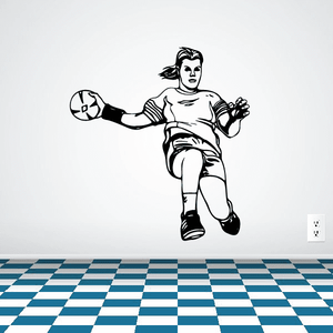 Soccer player wall vinyl decal, black illustration of kicking soccer ball