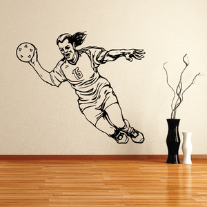 Soccer player wall decal vinyl, black line-art boy kicking ball