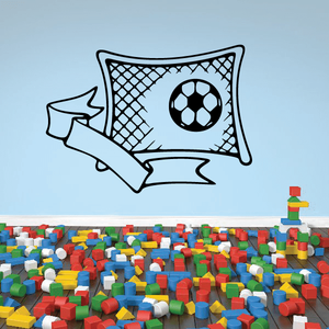 Soccer wall decal vinyl showing a pennant flag with net pattern and soccer ball