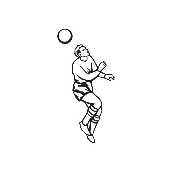 Soccer wall decal: black outline kicking soccer player with ball