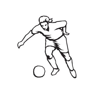 Black soccer player and ball vinyl wall decal sticker